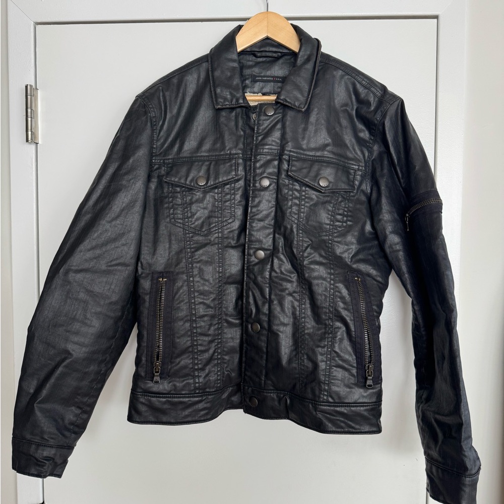John Varvatos faux leather and sherpa jacket size M - Picture 3 of 6